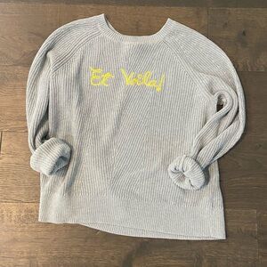 TALBOTS Gray Sweater with Yellow Embroidery Et Voila Size Large